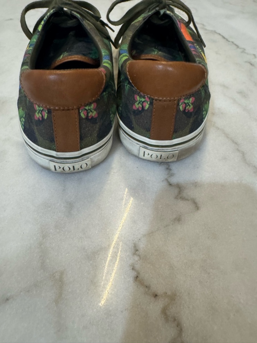 Mens Hawaiian Canvas Lace-Up Sneakers - Olive/Multicolor - Picture 4 of 6